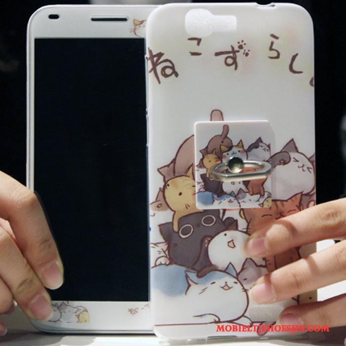 Huawei Ascend G7 Wit Siliconen Hoesje Telefoon Bescherming Zacht Anti-fall Spotprent