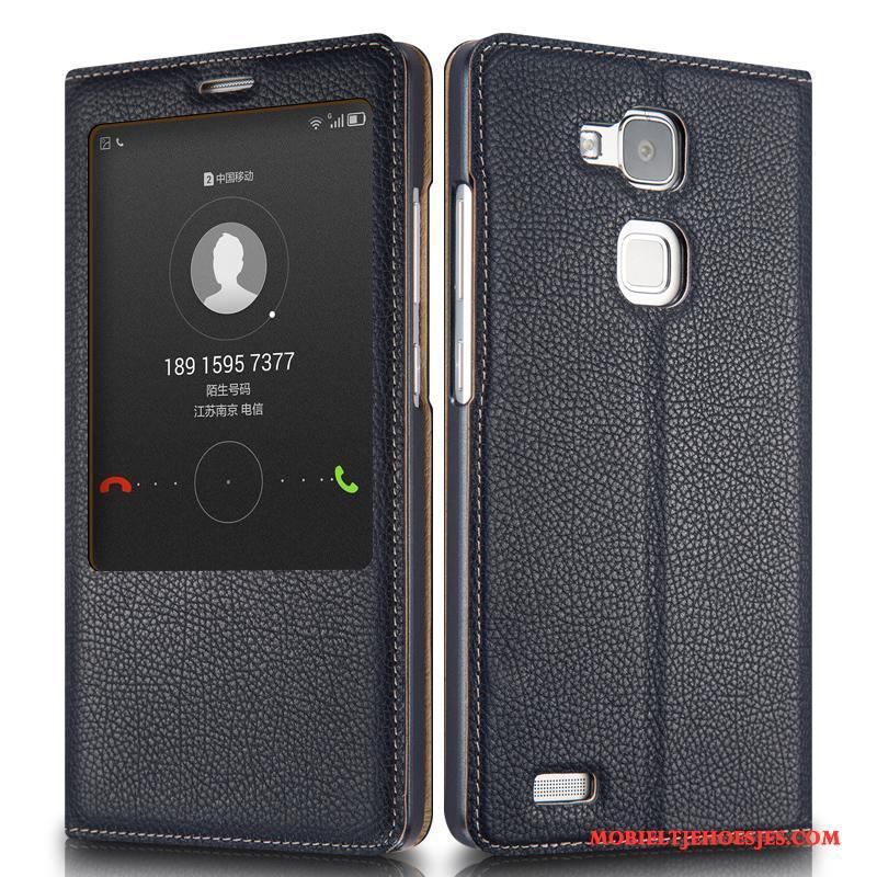 Huawei Ascend Mate 7 Bedrijf Bescherming Mobiele Telefoon Hoesje Telefoon Anti-fall Rood Echt Leer