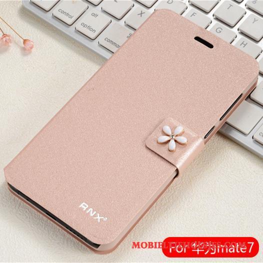 Huawei Ascend Mate 7 Bescherming Hoes Mobiele Telefoon Leren Etui Roze Clamshell Hoesje Telefoon