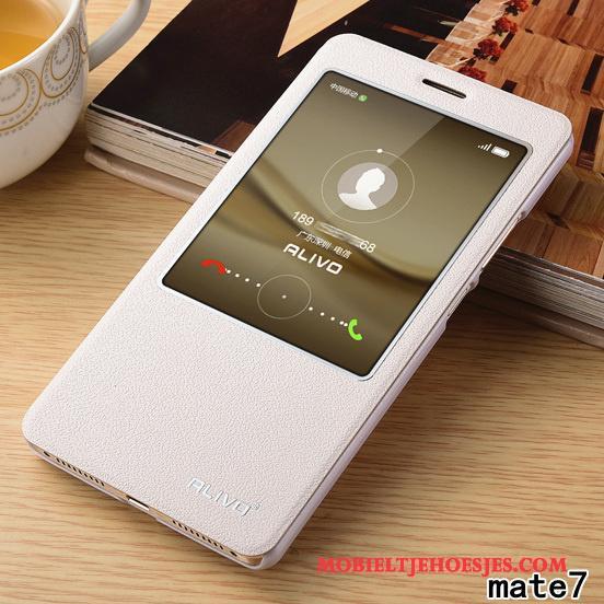 Huawei Ascend Mate 7 Hoes Anti-fall Goud Hoesje Telefoon Bescherming Clamshell Leren Etui