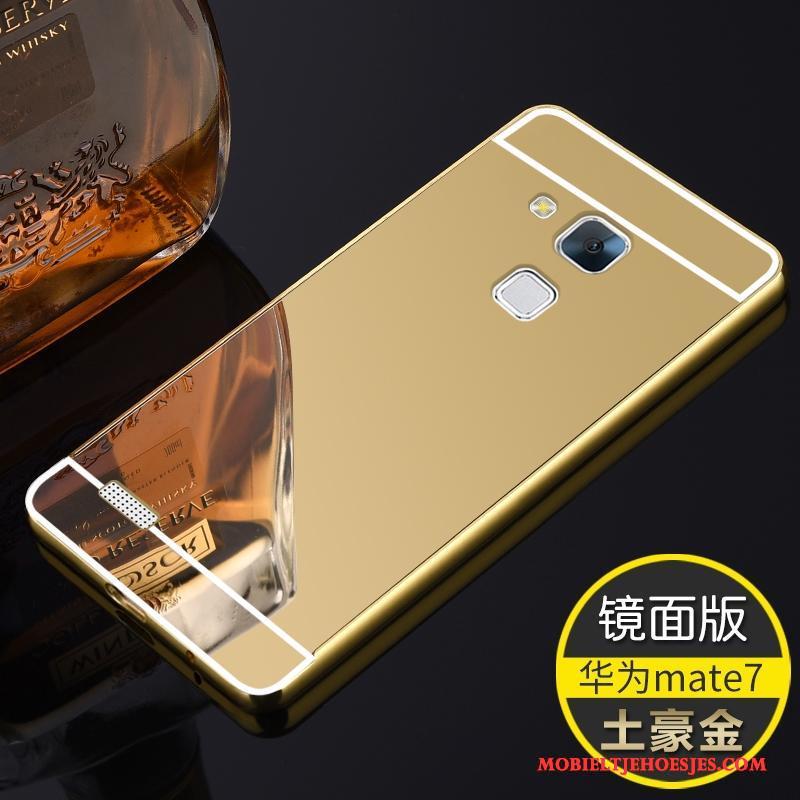 Huawei Ascend Mate 7 Hoes Anti-fall Hoesje Telefoon Omlijsting Mooie Metaal Zilver