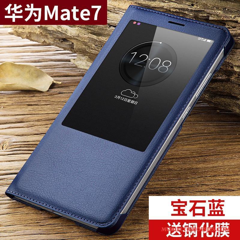 Huawei Ascend Mate 7 Hoes Leren Etui Clamshell Goud Bescherming Hoesje Telefoon Nieuw