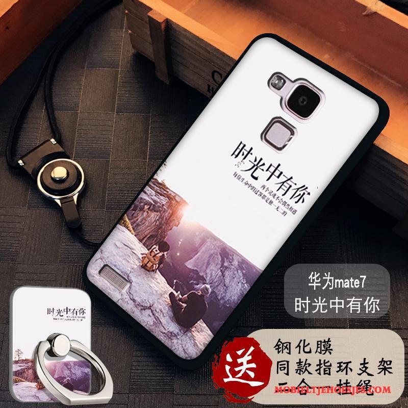 Huawei Ascend Mate 7 Hoesje Bescherming Purper Siliconen Hanger Anti-fall Trend Hoes