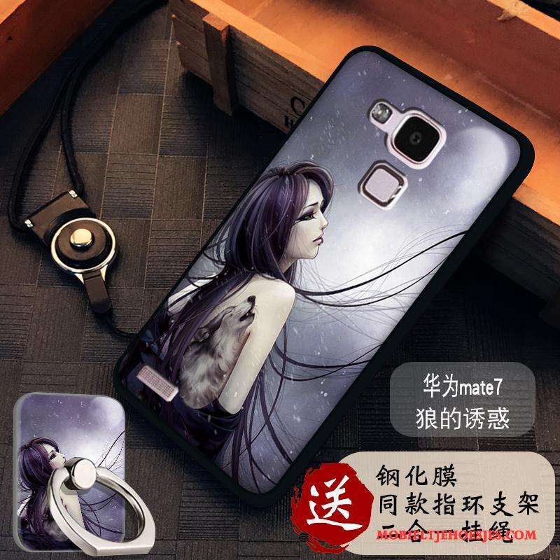 Huawei Ascend Mate 7 Hoesje Bescherming Purper Siliconen Hanger Anti-fall Trend Hoes