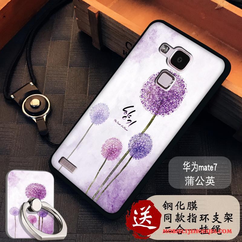 Huawei Ascend Mate 7 Hoesje Bescherming Purper Siliconen Hanger Anti-fall Trend Hoes