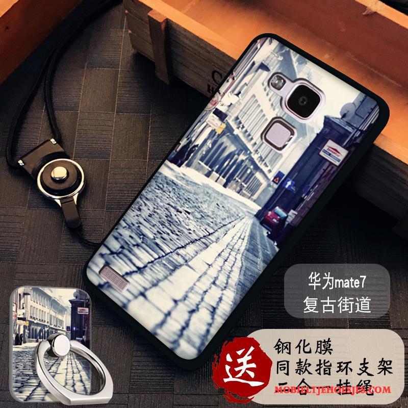 Huawei Ascend Mate 7 Hoesje Bescherming Purper Siliconen Hanger Anti-fall Trend Hoes