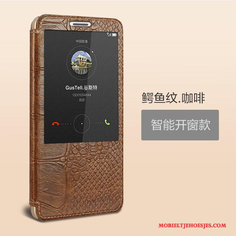 Huawei Ascend Mate 7 Hoesje Hoes Winterslaap Leren Etui Wijnrood Bescherming Mobiele Telefoon Echt Leer