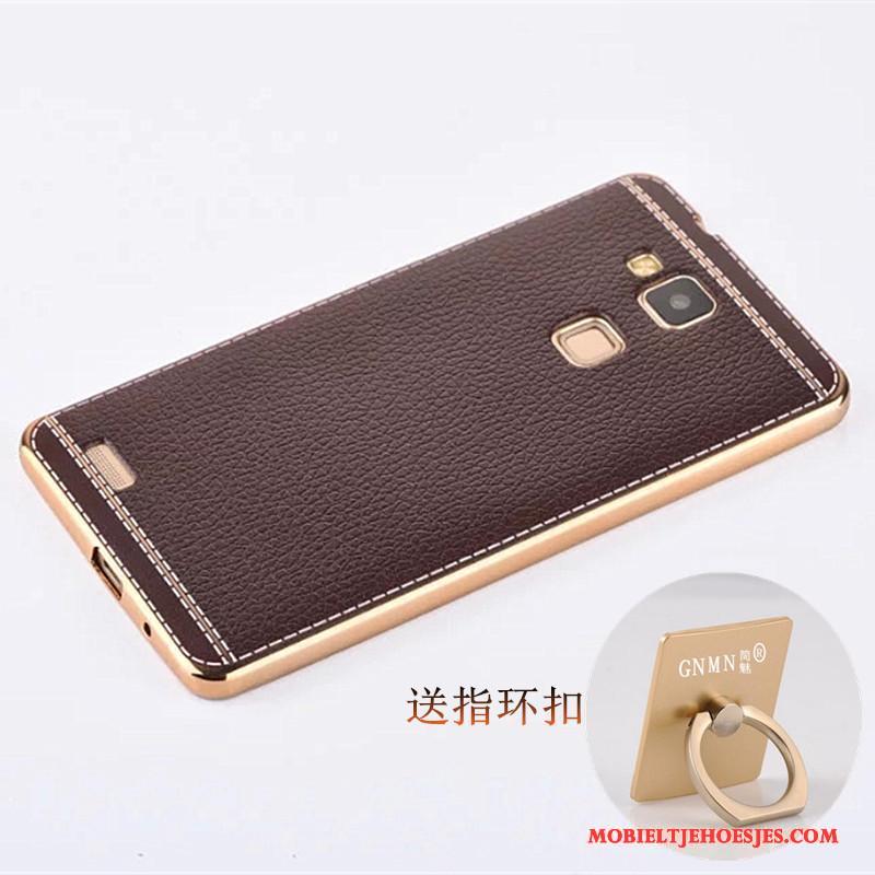 Huawei Ascend Mate 7 Hoesje Zacht Patroon Mobiele Telefoon Rood Leer Hoes Plating