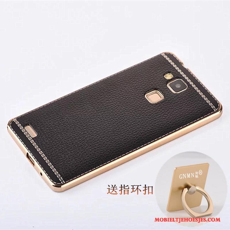 Huawei Ascend Mate 7 Hoesje Zacht Patroon Mobiele Telefoon Rood Leer Hoes Plating