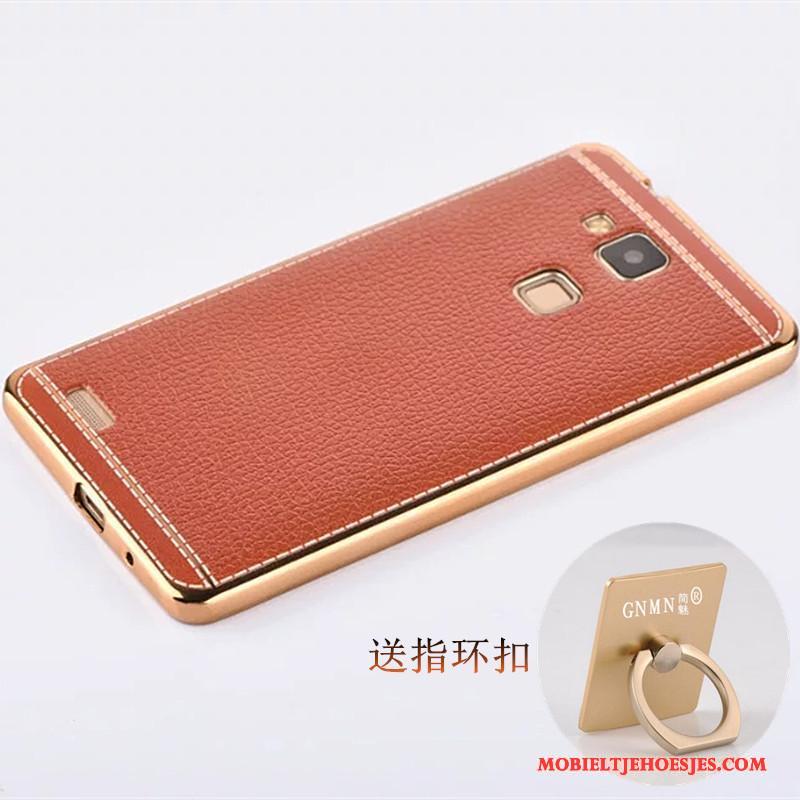 Huawei Ascend Mate 7 Hoesje Zacht Patroon Mobiele Telefoon Rood Leer Hoes Plating