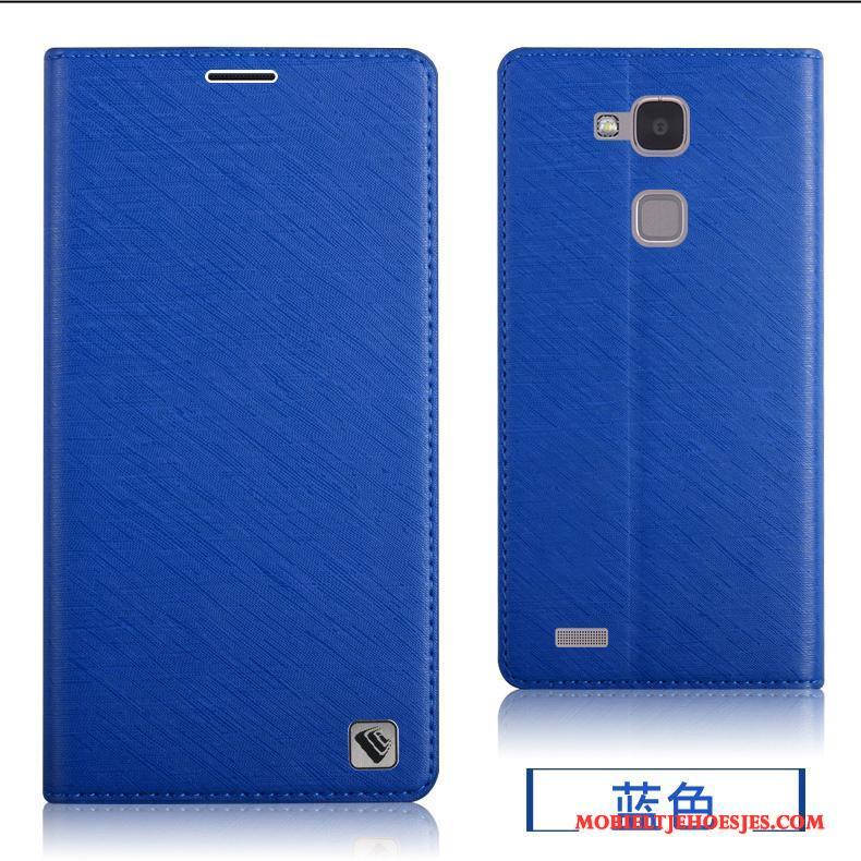 Huawei Ascend Mate 7 Leren Etui Bescherming Zacht Hoes Hoesje Telefoon Siliconen Blauw