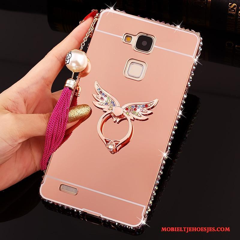 Huawei Ascend Mate 7 Strass Hoesje Bescherming Spiegel Roze Hard Trend