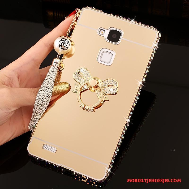 Huawei Ascend Mate 7 Strass Hoesje Bescherming Spiegel Roze Hard Trend