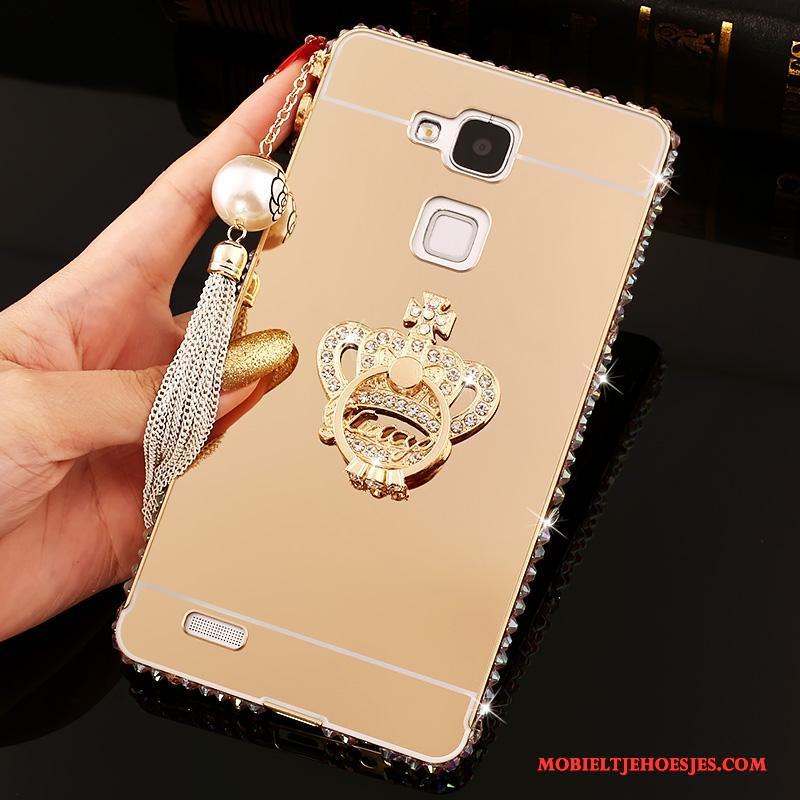 Huawei Ascend Mate 7 Strass Hoesje Bescherming Spiegel Roze Hard Trend