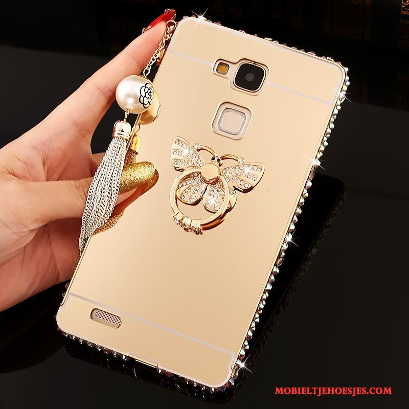 Huawei Ascend Mate 7 Strass Hoesje Bescherming Spiegel Roze Hard Trend