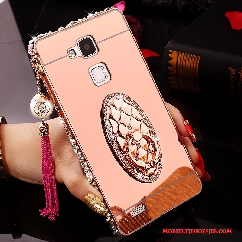 Huawei Ascend Mate 7 Strass Hoesje Bescherming Spiegel Roze Hard Trend