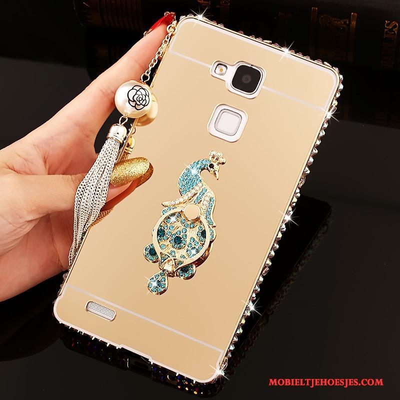 Huawei Ascend Mate 7 Strass Hoesje Bescherming Spiegel Roze Hard Trend