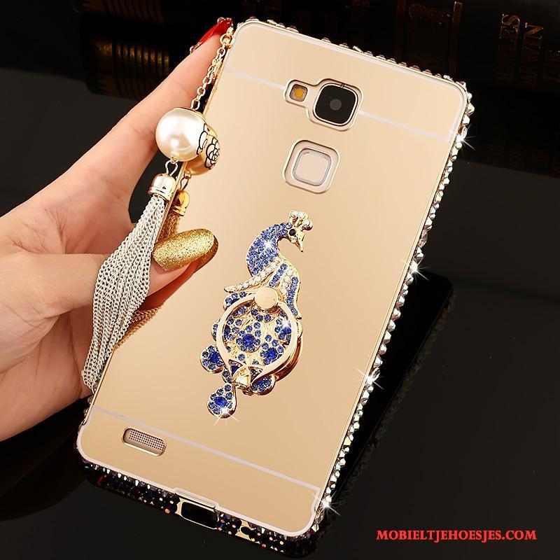 Huawei Ascend Mate 7 Strass Hoesje Bescherming Spiegel Roze Hard Trend