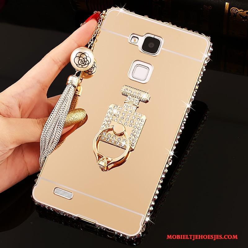 Huawei Ascend Mate 7 Strass Hoesje Bescherming Spiegel Roze Hard Trend