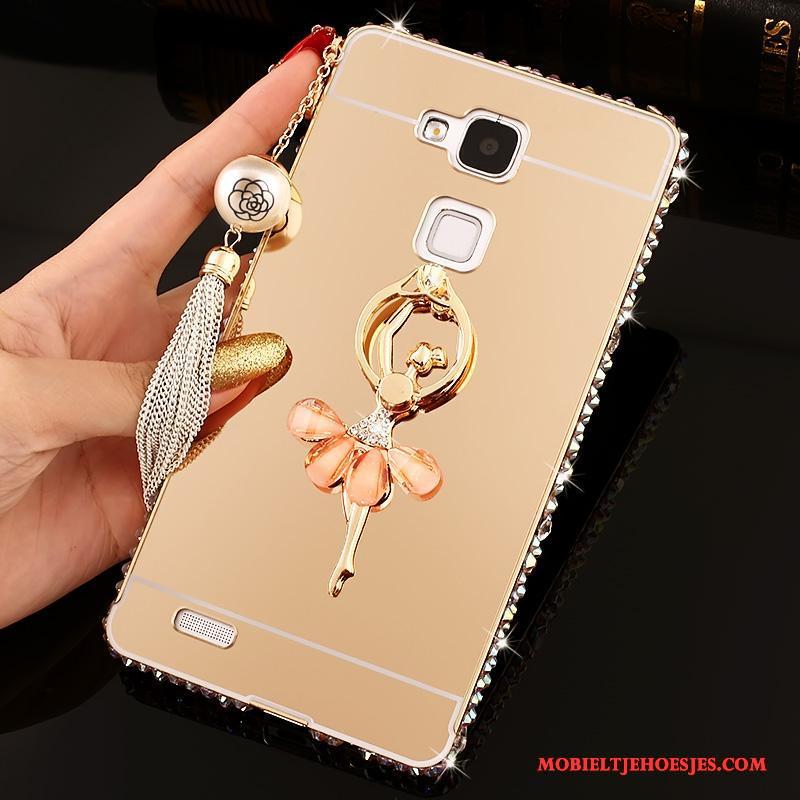 Huawei Ascend Mate 7 Strass Hoesje Bescherming Spiegel Roze Hard Trend