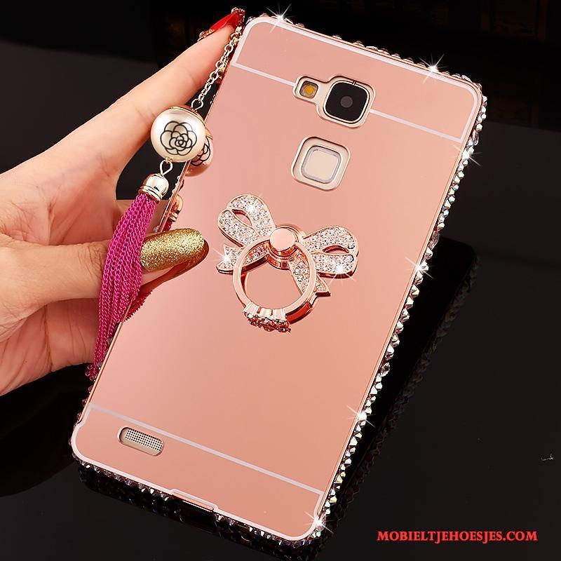 Huawei Ascend Mate 7 Strass Hoesje Bescherming Spiegel Roze Hard Trend