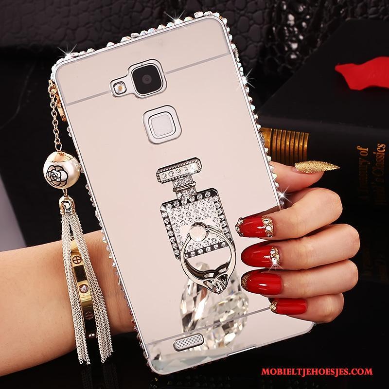 Huawei Ascend Mate 7 Strass Hoesje Bescherming Spiegel Roze Hard Trend