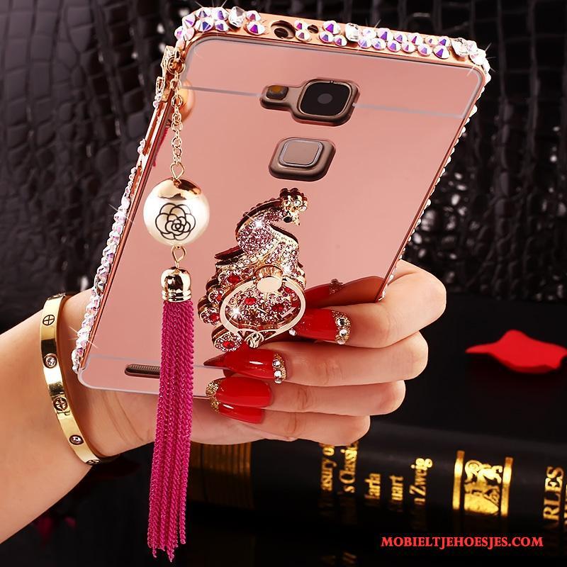 Huawei Ascend Mate 7 Strass Hoesje Bescherming Spiegel Roze Hard Trend