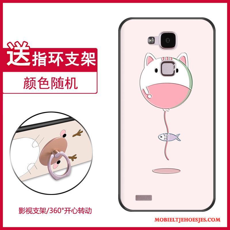 Huawei Ascend Mate 7 Zacht Roze Hoes Anti-fall Spotprent All Inclusive Hoesje Telefoon