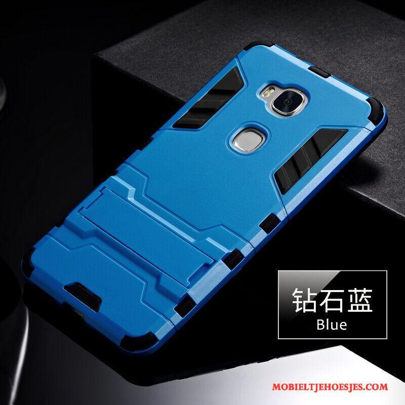 Huawei G7 Plus Anti-fall Trend Hoesje Telefoon Schrobben Zacht Donkerblauw Hard