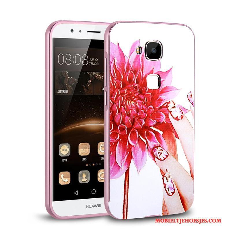 Huawei G7 Plus Bescherming Roze Omlijsting Hoesje Achterklep Hard Telefoon