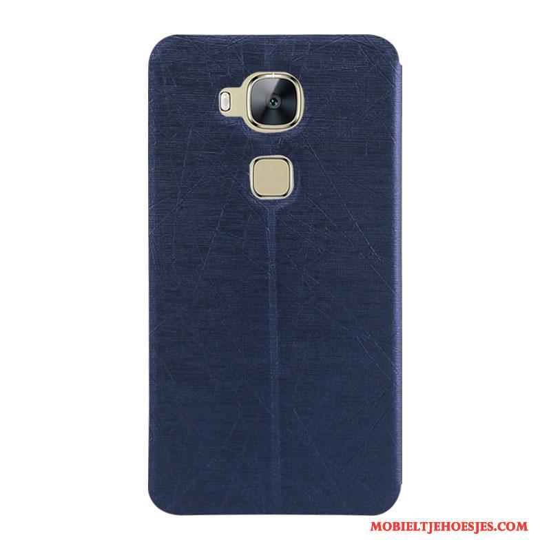 Huawei G7 Plus Donkerblauw Folio Leren Etui Mobiele Telefoon Kleur Hoesje Telefoon Anti-fall