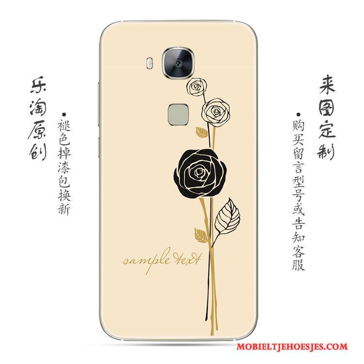 Huawei G7 Plus Eenvoudige Doorzichtig Bloemen Hoesje Roze Siliconen Zacht