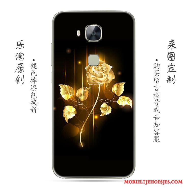Huawei G7 Plus Eenvoudige Doorzichtig Bloemen Hoesje Roze Siliconen Zacht