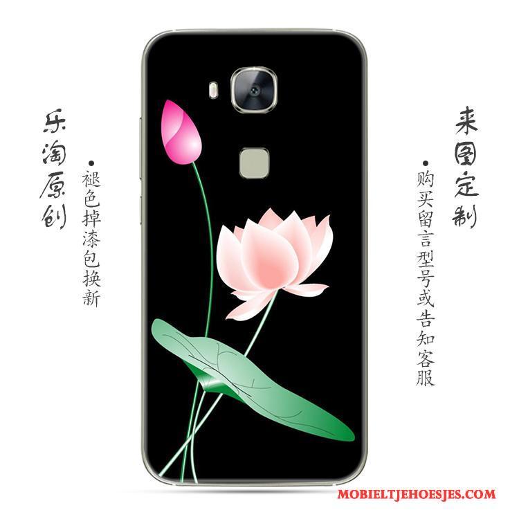 Huawei G7 Plus Eenvoudige Doorzichtig Bloemen Hoesje Roze Siliconen Zacht