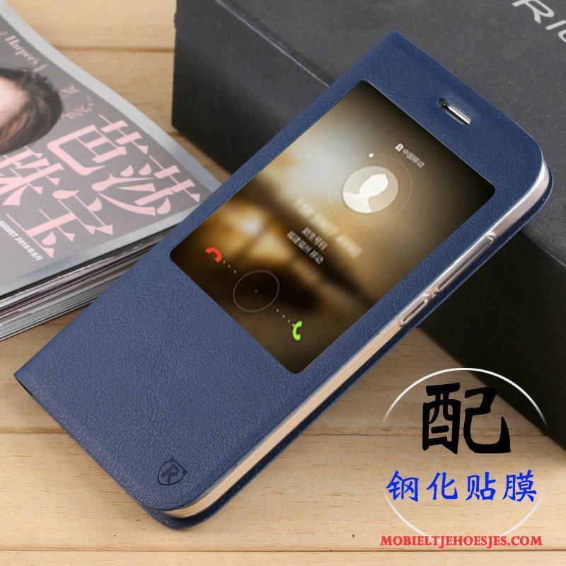 Huawei G7 Plus Folio Hoesje Telefoon Leren Etui Blauw