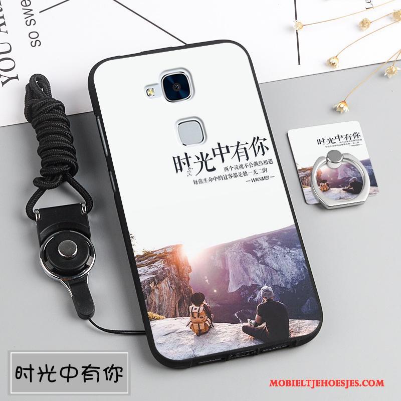 Huawei G7 Plus Hanger Hoesje Zacht Telefoon Anti-fall Purper Zwart