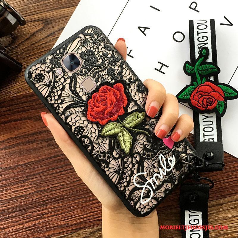 Huawei G7 Plus Hanger Trend Wit Zacht Hoesje Telefoon Bloemen Bescherming