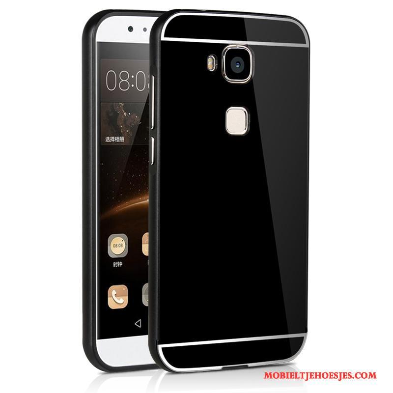 Huawei G7 Plus Hoes Metaal Hoesje Telefoon Dun Omlijsting Zwart Bescherming