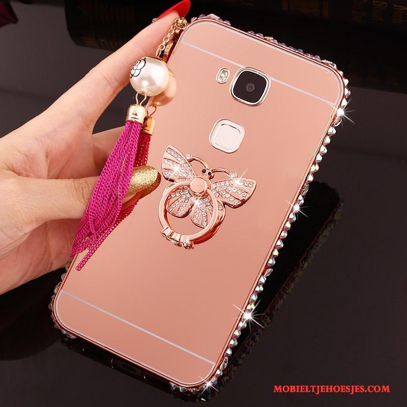 Huawei G7 Plus Hoes Omlijsting Hoesje Telefoon Metaal Zilver Bescherming