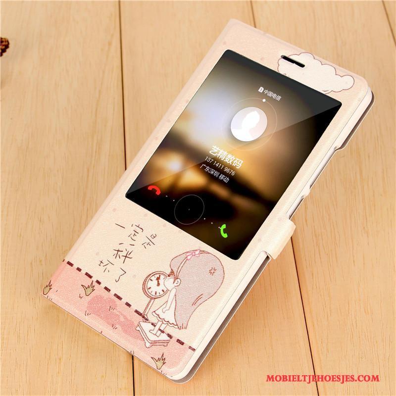 Huawei G7 Plus Hoes Spotprent Purper Hoesje Telefoon Clamshell Bescherming Leren Etui