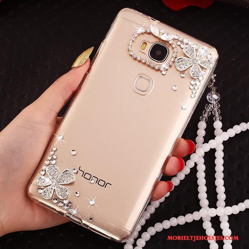 Huawei G7 Plus Hoesje Persoonlijk Hoes Doorzichtig Goud Ring Siliconen Anti-fall