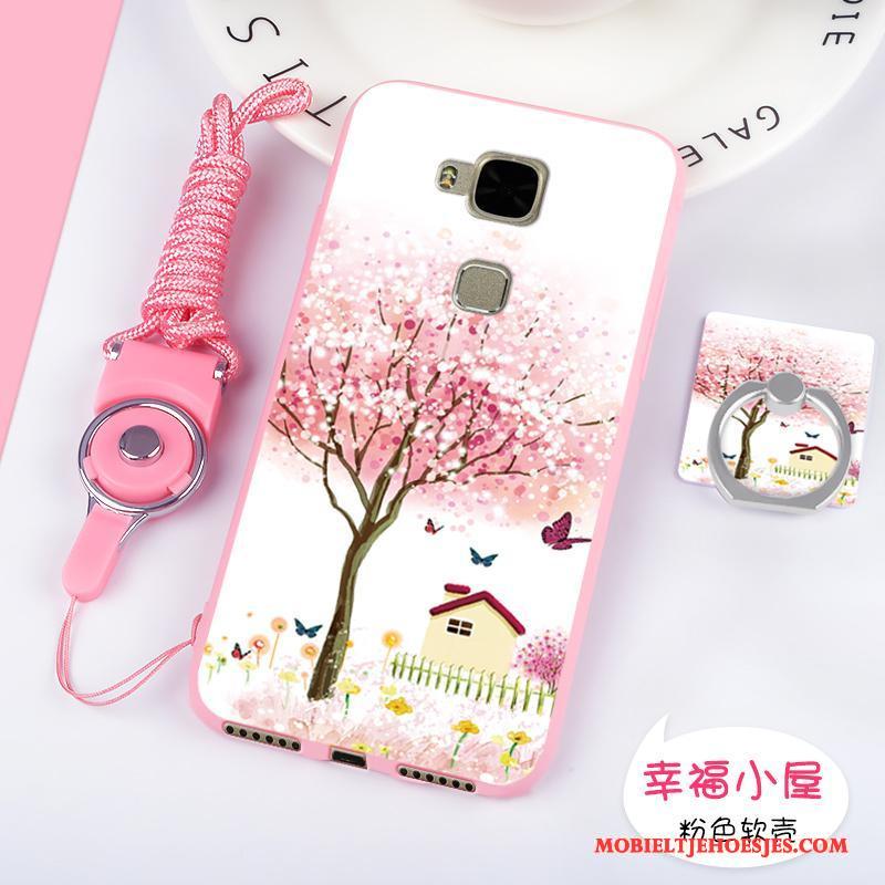Huawei G7 Plus Hoesje Roze Siliconen Zacht Anti-fall Mooie Trend