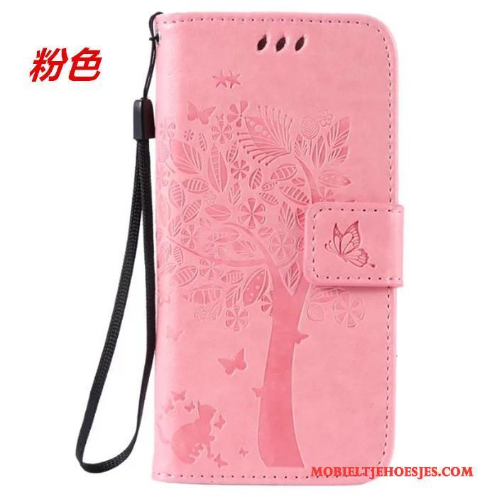 Huawei G7 Plus Hoesje Telefoon Leren Etui Bruin Bescherming Clamshell Portemonnee Hanger