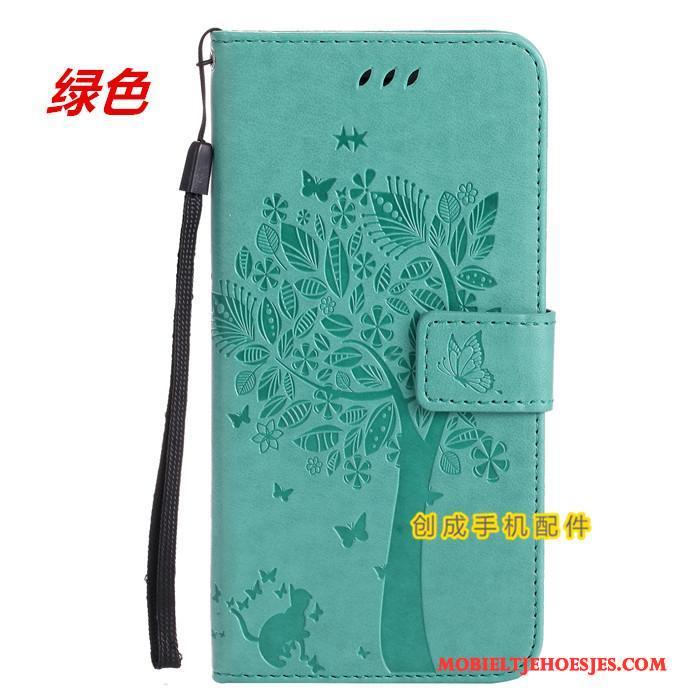 Huawei G7 Plus Hoesje Telefoon Leren Etui Bruin Bescherming Clamshell Portemonnee Hanger