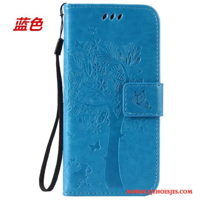 Huawei G7 Plus Hoesje Telefoon Leren Etui Bruin Bescherming Clamshell Portemonnee Hanger