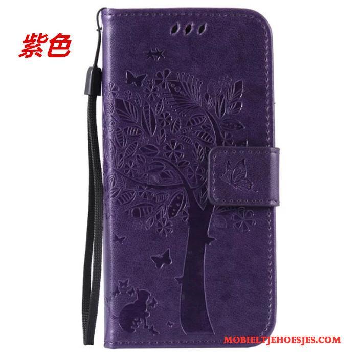 Huawei G7 Plus Hoesje Telefoon Leren Etui Bruin Bescherming Clamshell Portemonnee Hanger