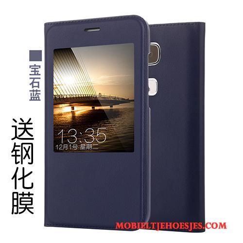 Huawei G7 Plus Leren Etui Goud Hoesje Telefoon Echt Leer Bescherming Folio