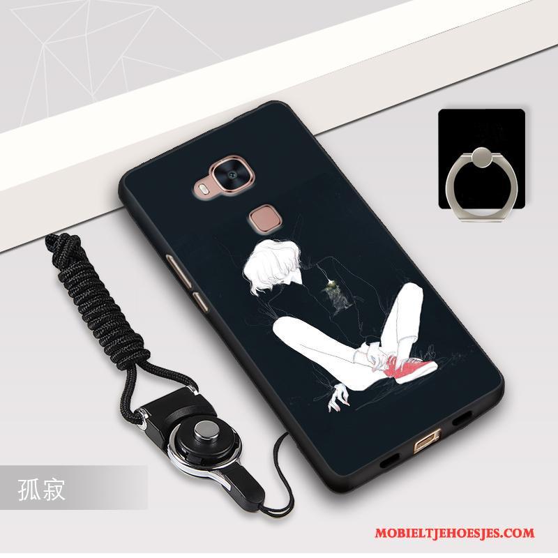 Huawei G7 Plus Mobiele Telefoon Hoesje Zwart Bescherming Rood Hanger Anti-fall