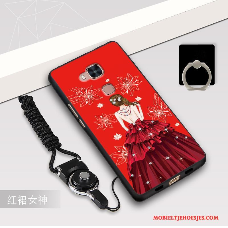 Huawei G7 Plus Mobiele Telefoon Hoesje Zwart Bescherming Rood Hanger Anti-fall