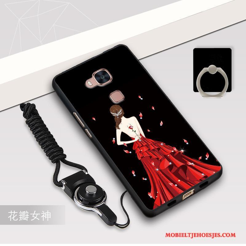 Huawei G7 Plus Mobiele Telefoon Hoesje Zwart Bescherming Rood Hanger Anti-fall